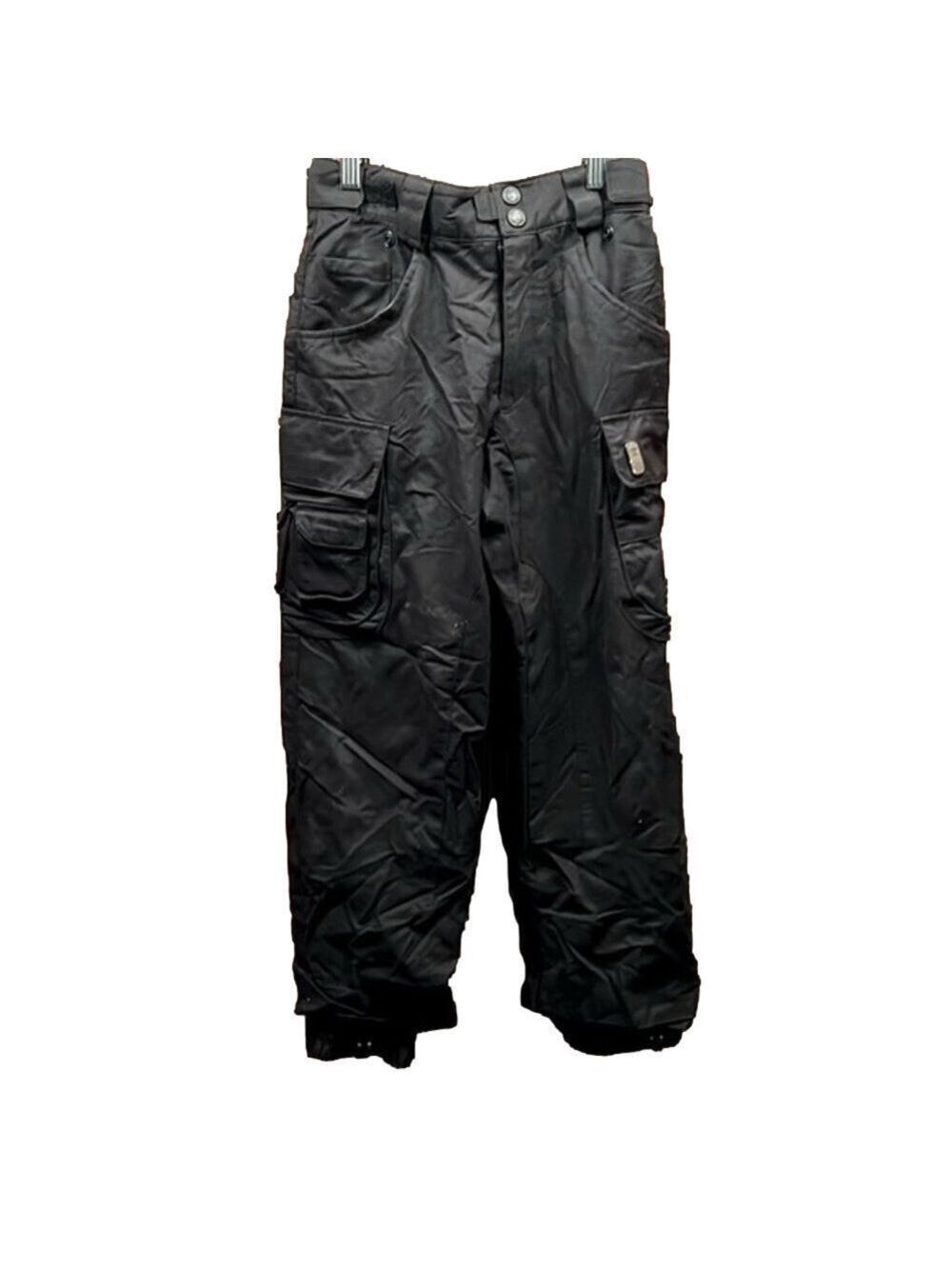DC Ski Pants, Kids M, Adj waist 12.5”, L32”, Canvas outside, zip pockets (T6)